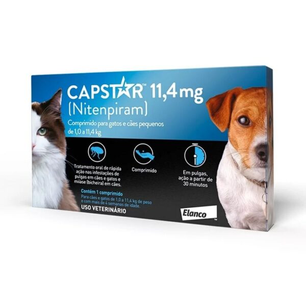 Capstar 11,4mg – Comprimido para gatos e cães pequenos de 1,0 a 11,4kg